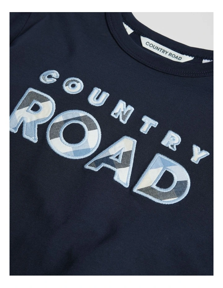 Australian Cotton Short Sleeve Logo Pyjama Set in Blue Check image 6