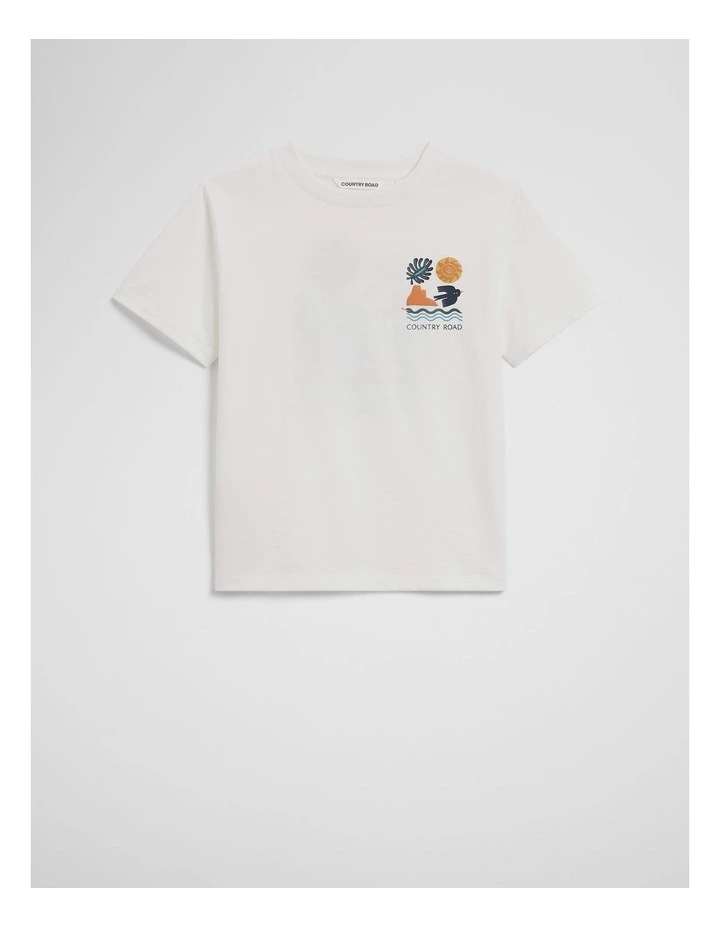 Australian Cotton Relaxed Mountain Short Sleeve T-shirt in Marshmallow image 1