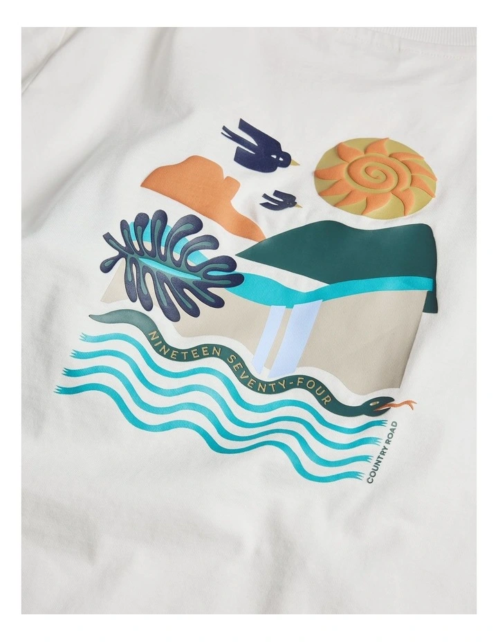 Australian Cotton Relaxed Mountain Short Sleeve T-shirt in Marshmallow image 2