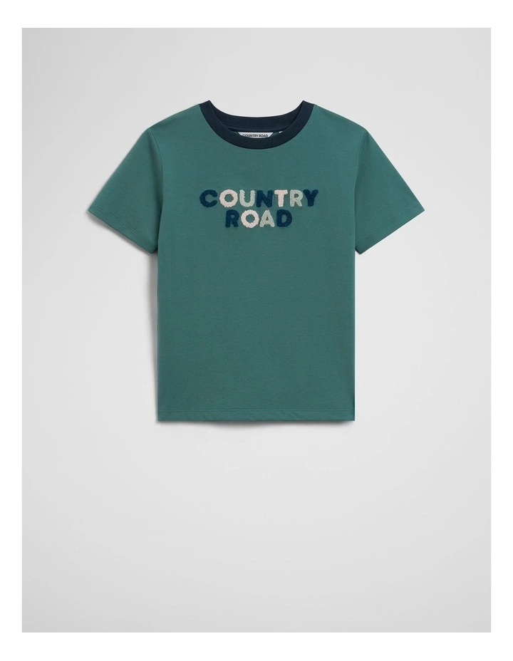 Australian Cotton Short Sleeve Boucle Tee in Pine Green image 2