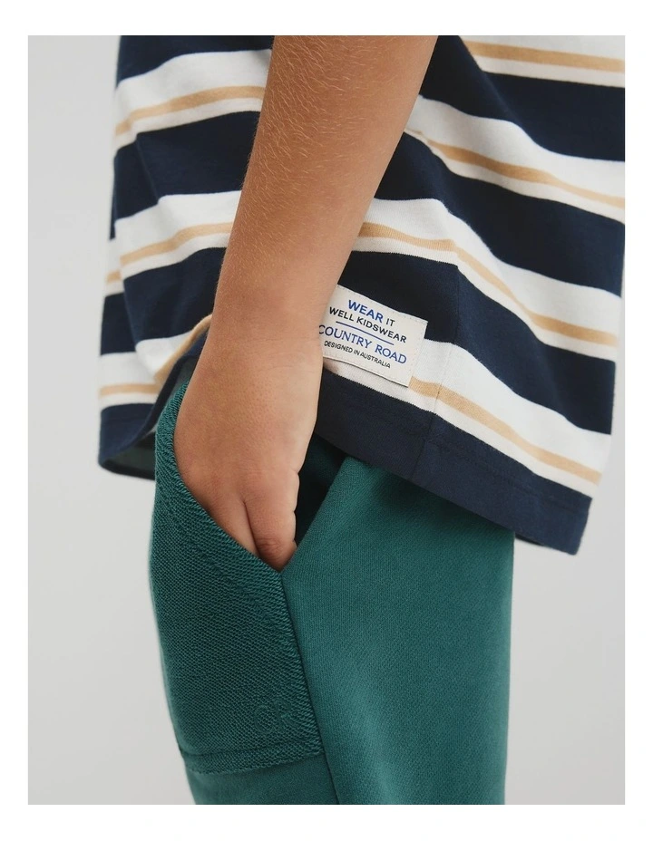 Australian Cotton Oversized Stripe Short Sleeve Tee in Navy Honey Strp image 3