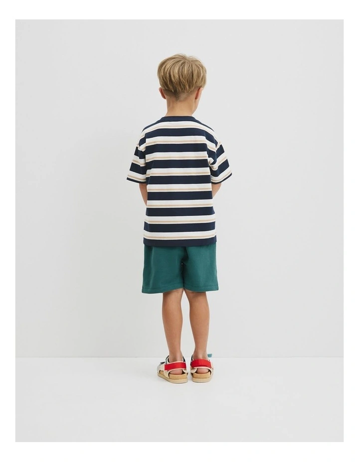 Australian Cotton Oversized Stripe Short Sleeve Tee in Navy Honey Strp image 5