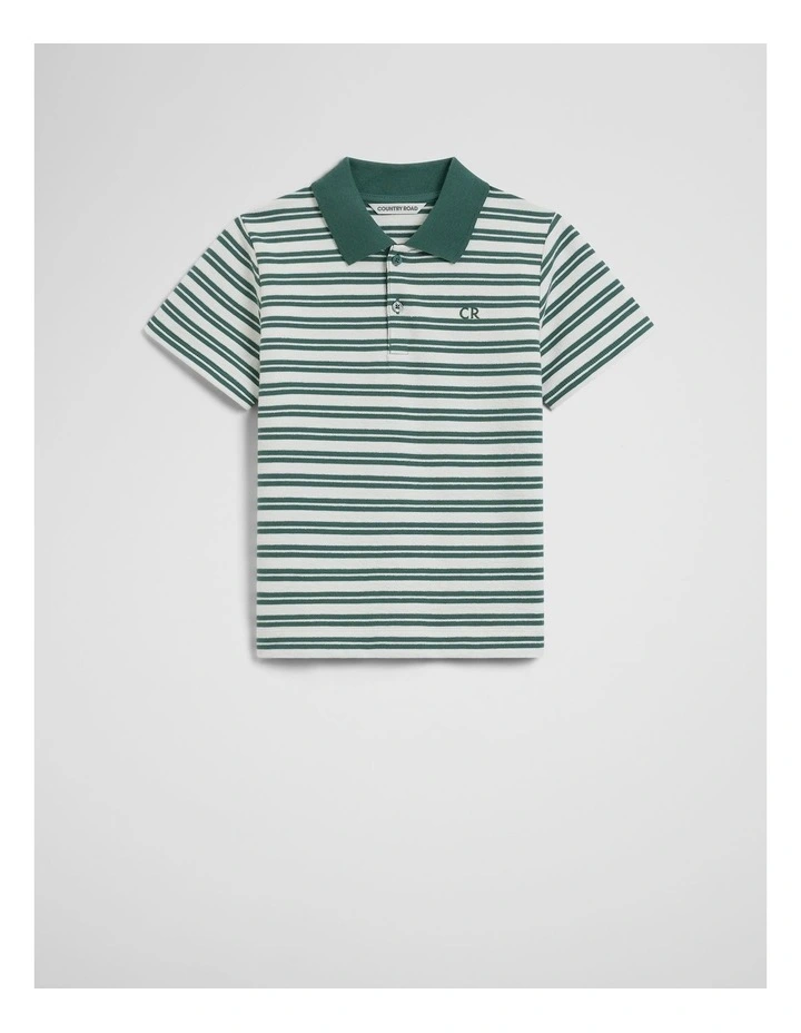 Australian Cotton Textured Polo in Pine Stripe image 2