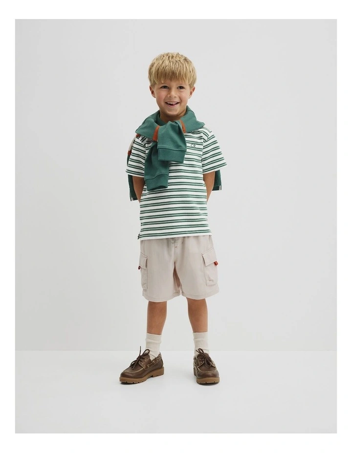 Australian Cotton Textured Polo in Pine Stripe image 4