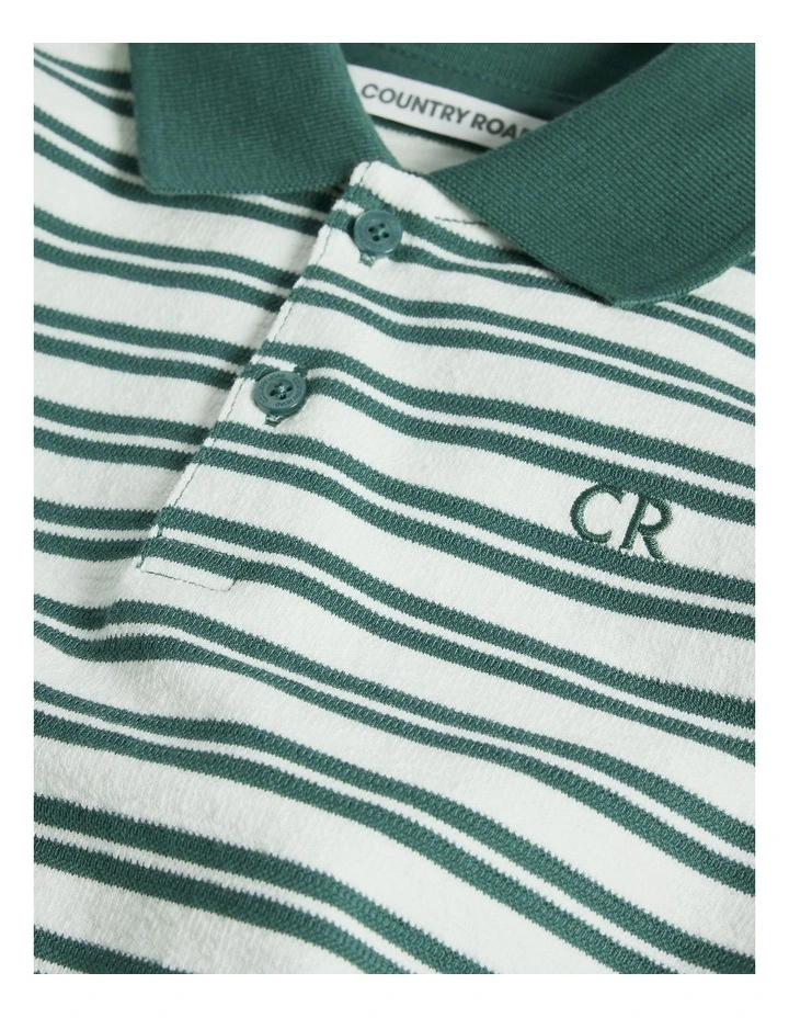 Australian Cotton Textured Polo in Pine Stripe image 6