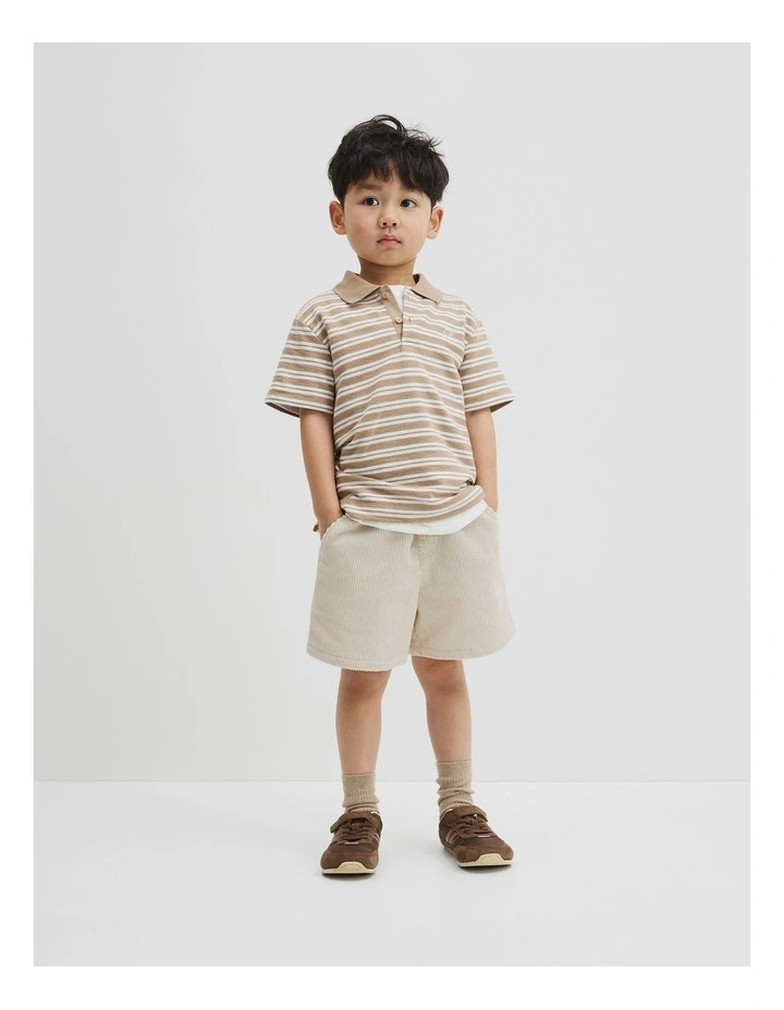 Australian Cotton Textured Polo in Latte Stripe image 4