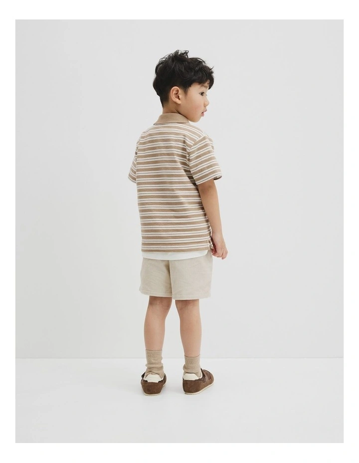 Australian Cotton Textured Polo in Latte Stripe image 5
