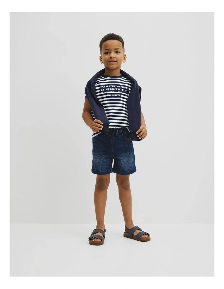 Australian Cotton Short Sleeve Heritage Tee in Navy Stripe image 4