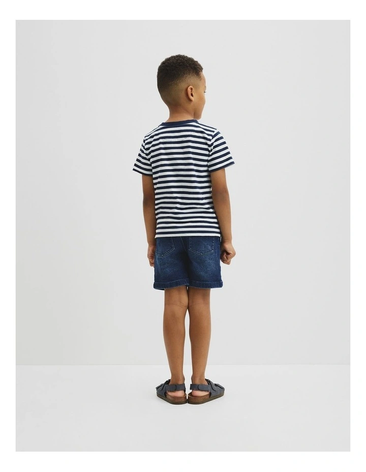 Australian Cotton Short Sleeve Heritage Tee in Navy Stripe image 5