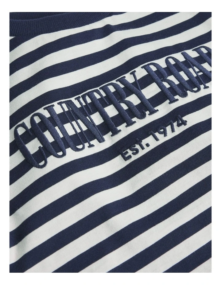 Australian Cotton Short Sleeve Heritage Tee in Navy Stripe image 6