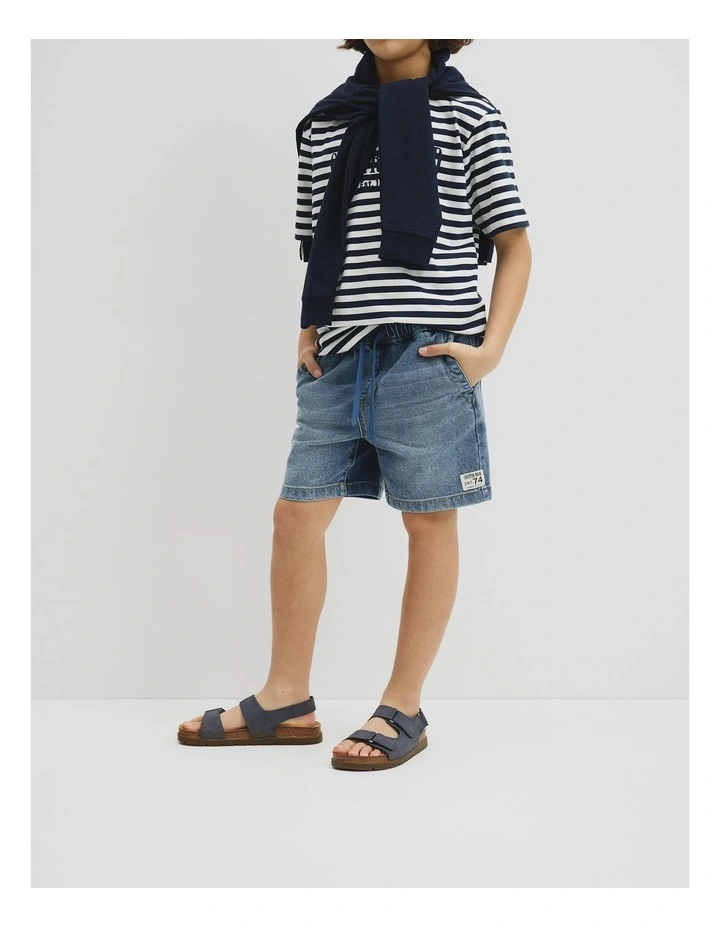Teen Pull On Denim Short in Mid Blue Wash image 4