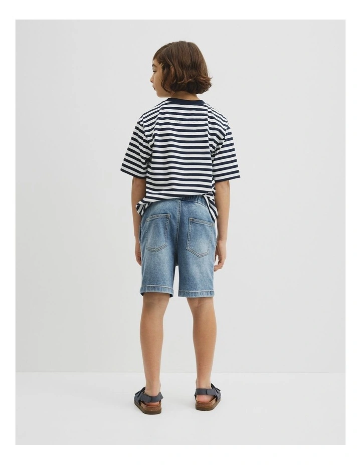 Teen Pull On Denim Short in Mid Blue Wash image 5