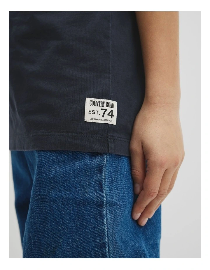 Teen Australian Cotton Relaxed Short Sleeve T-shirt in Navy image 3