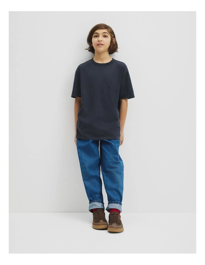 Teen Australian Cotton Relaxed Short Sleeve T-shirt in Navy image 4