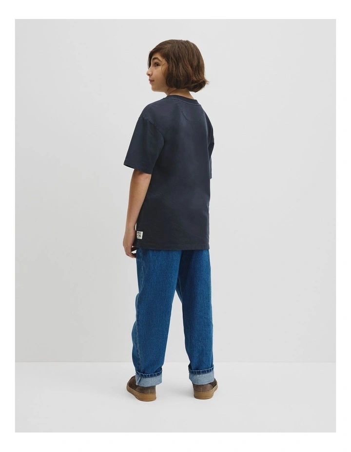 Teen Australian Cotton Relaxed Short Sleeve T-shirt in Navy image 5