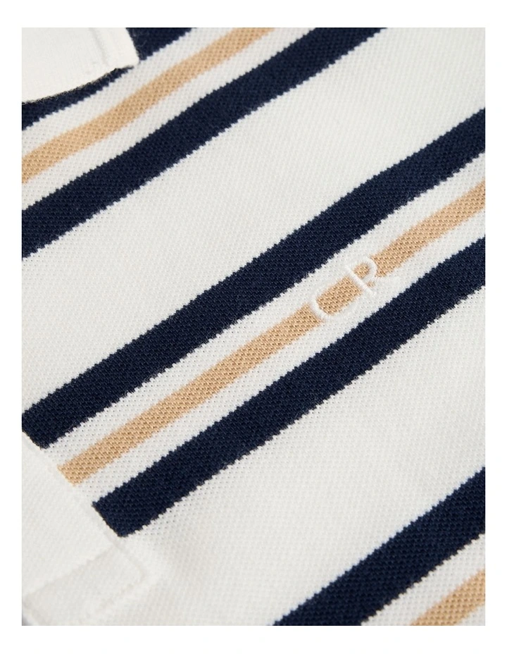 Teen Australian Cotton Stripe Polo in Navy Honey Strp image 6