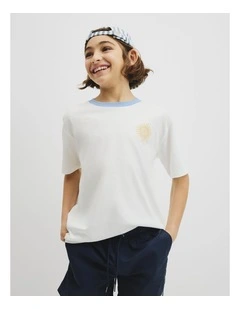 Teen Australian Cotton Sun Logo T-shirt in Marshmallow