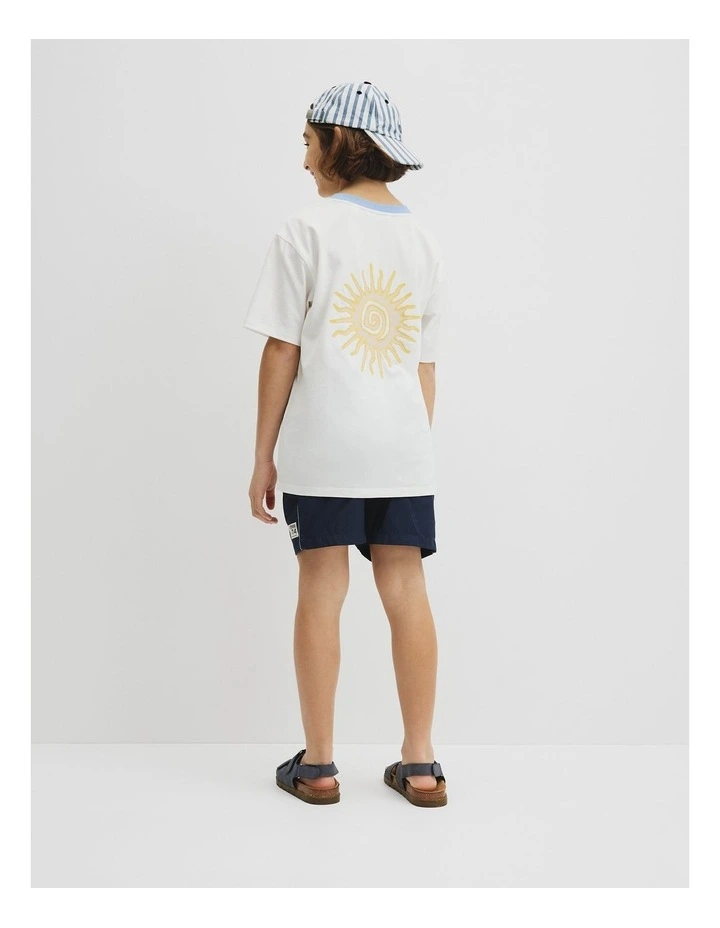 Teen Australian Cotton Sun Logo T-shirt in Marshmallow image 5