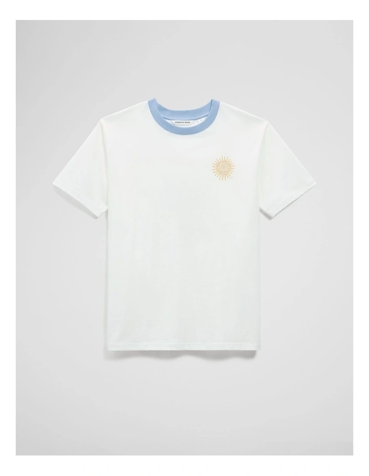 Teen Australian Cotton Sun Logo T-shirt in Marshmallow image 7