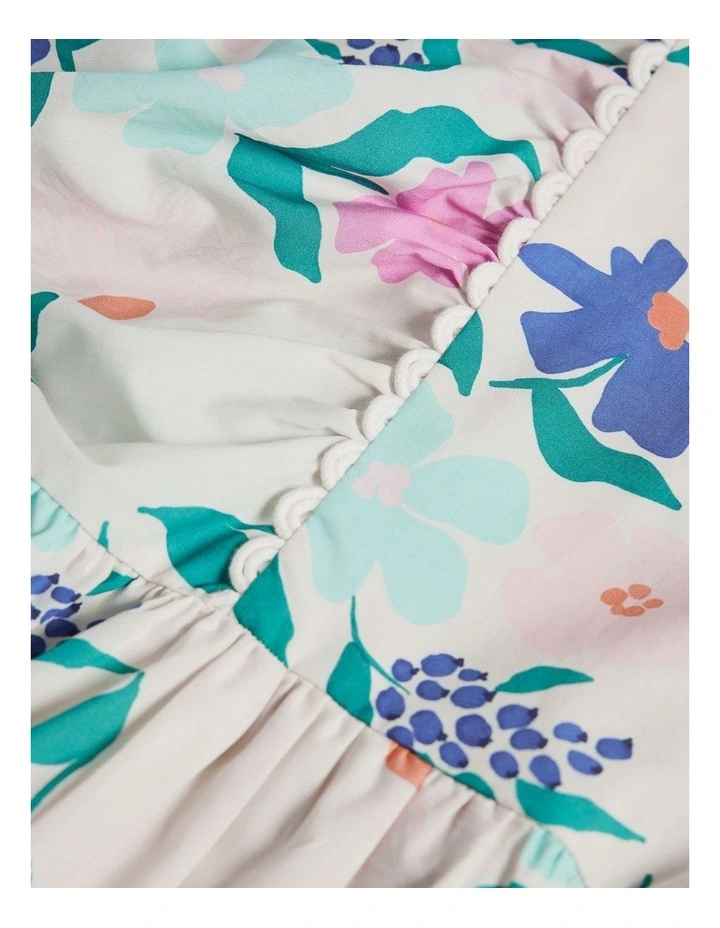Short Puff Sleeve Print Dress in Light Floral Print image 6