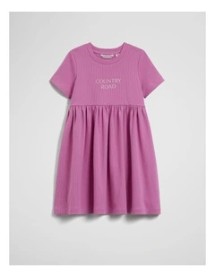 Australian Cotton Blend Short Sleeve Rib Dress in Mauve