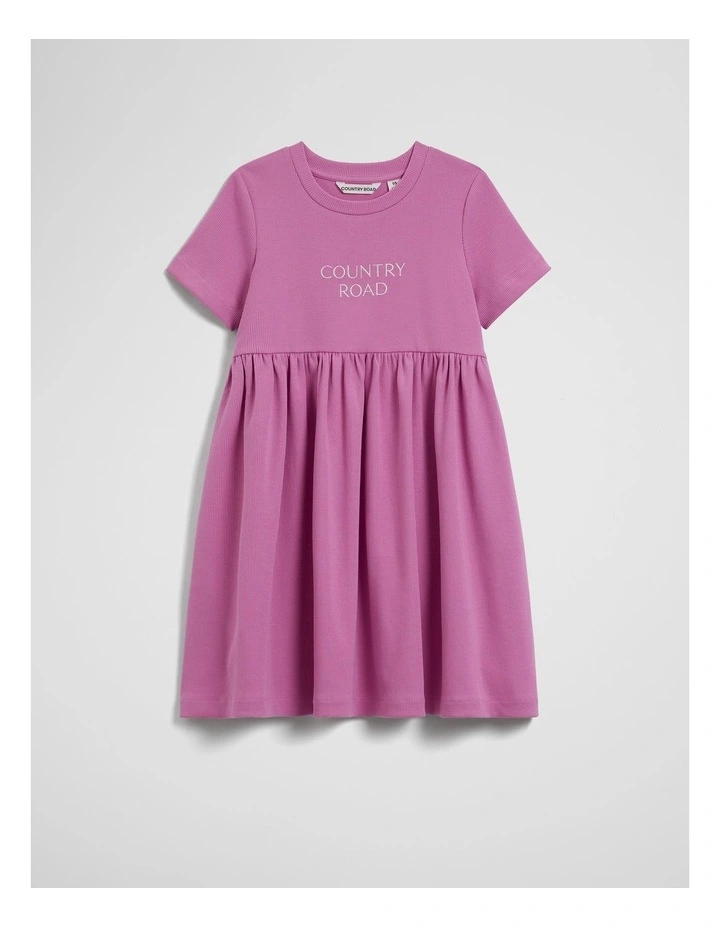 Australian Cotton Blend Short Sleeve Rib Dress in Mauve image 1