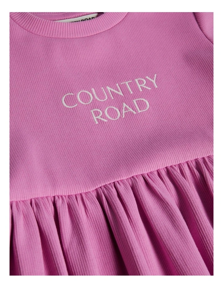 Australian Cotton Blend Short Sleeve Rib Dress in Mauve image 2