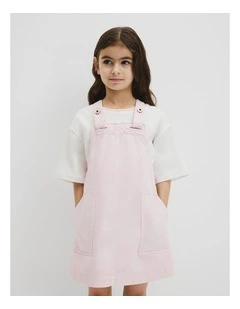 Denim Pinafore in Cloud Pink