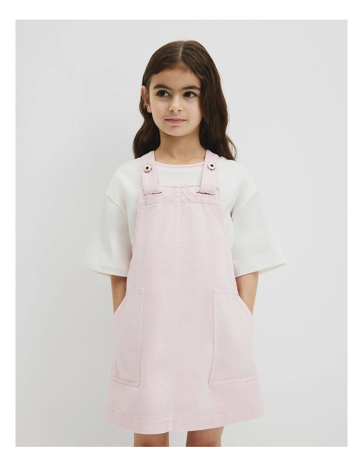 Denim Pinafore in Cloud Pink image 1
