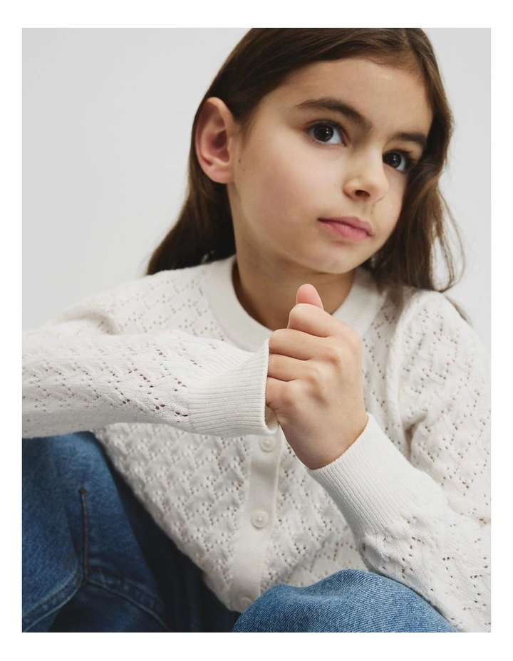 Australian Cotton Cardigan in Marshmallow image 3