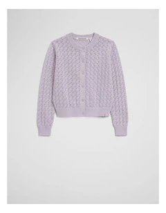 Australian Cotton Cardigan in Lavender Fog