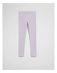 Organically Grown Cotton Blend Solid Rib Legging in Lavender Fog