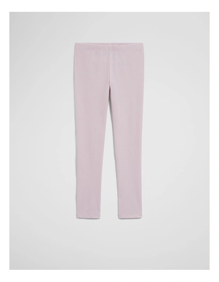 Organically Grown Cotton Blend Solid Rib Legging in Cloud Pink image 1