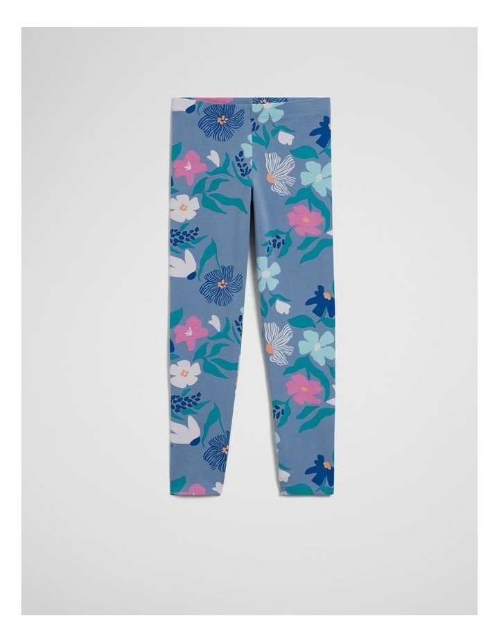 Organically Grown Cotton Blend Printed Legging in Dark Floral Print image 1