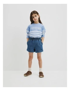 Denim Short in Mid Wash Blue