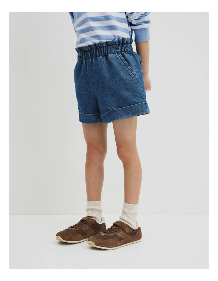 Denim Short in Mid Wash Blue image 4