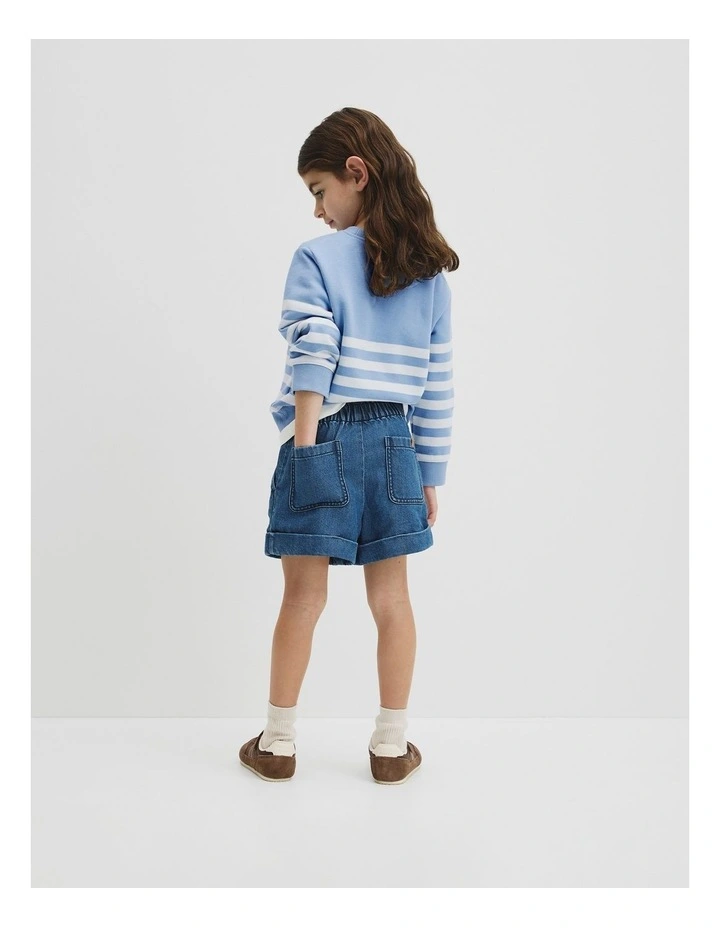 Denim Short in Mid Wash Blue image 5
