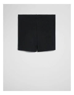 Organicallygrown Cotton Blend Rib Bike Short in Black