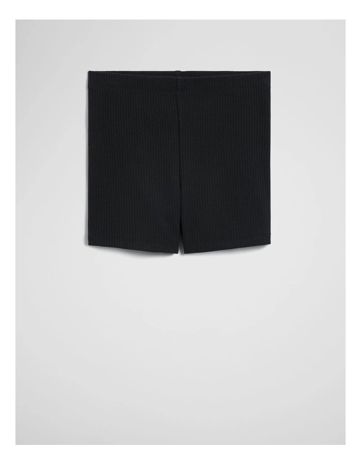 Organicallygrown Cotton Blend Rib Bike Short in Black image 1