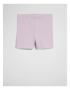 Organicallygrown Cotton Blend Rib Bike Short in Cloud Pink