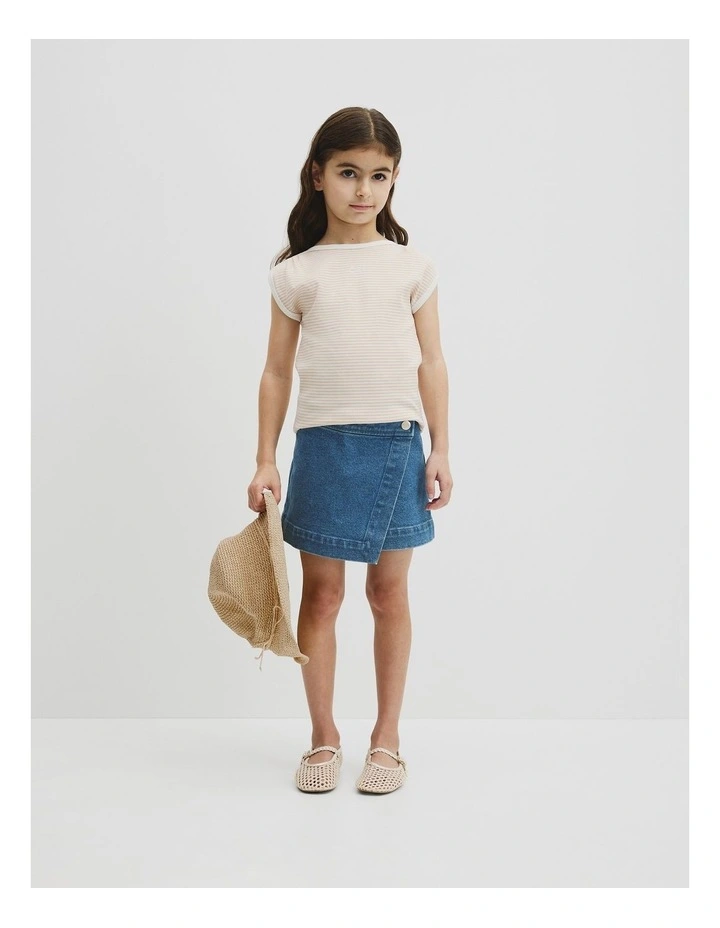 Denim Skort in Mid Wash Blue image 1