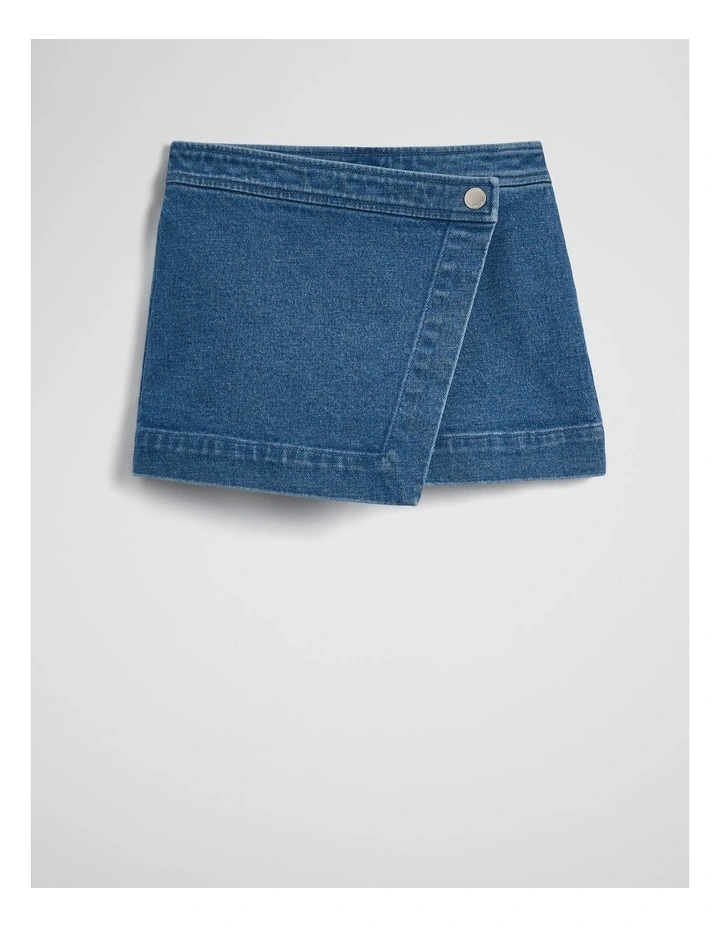 Denim Skort in Mid Wash Blue image 2