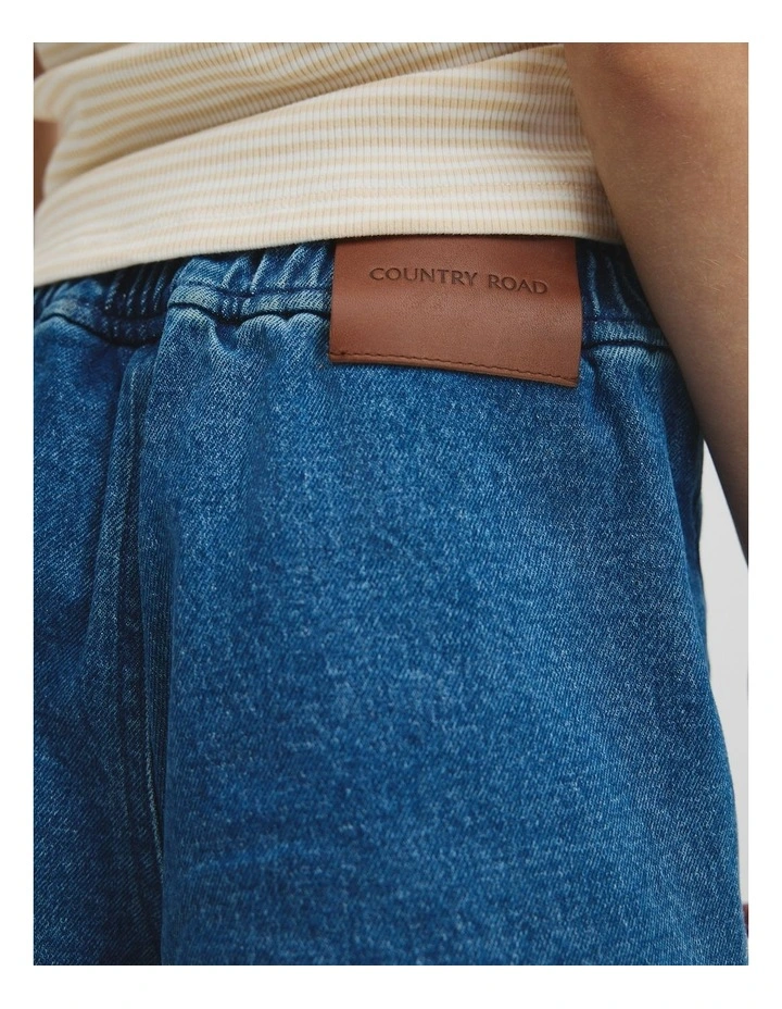 Denim Skort in Mid Wash Blue image 3