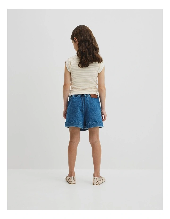 Denim Skort in Mid Wash Blue image 5