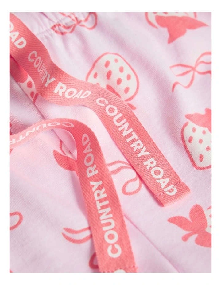 Australian Cotton Short Sleeve Frill Sleep Set in Strawberry Crush image 6