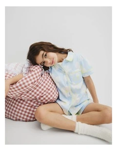 Australian Cotton Short Sleeve Button Through Sleep in Bold Floral Prnt