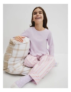Long Sleeve Stripe Sleep Set in Lavender Fog Stripe