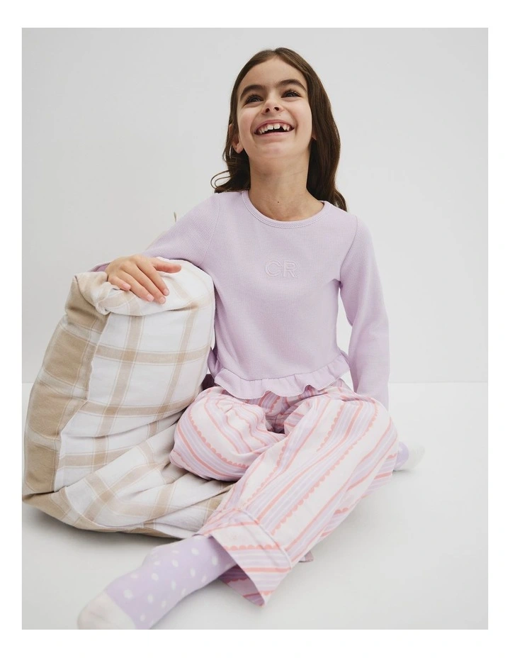 Long Sleeve Stripe Sleep Set in Lavender Fog Stripe image 1