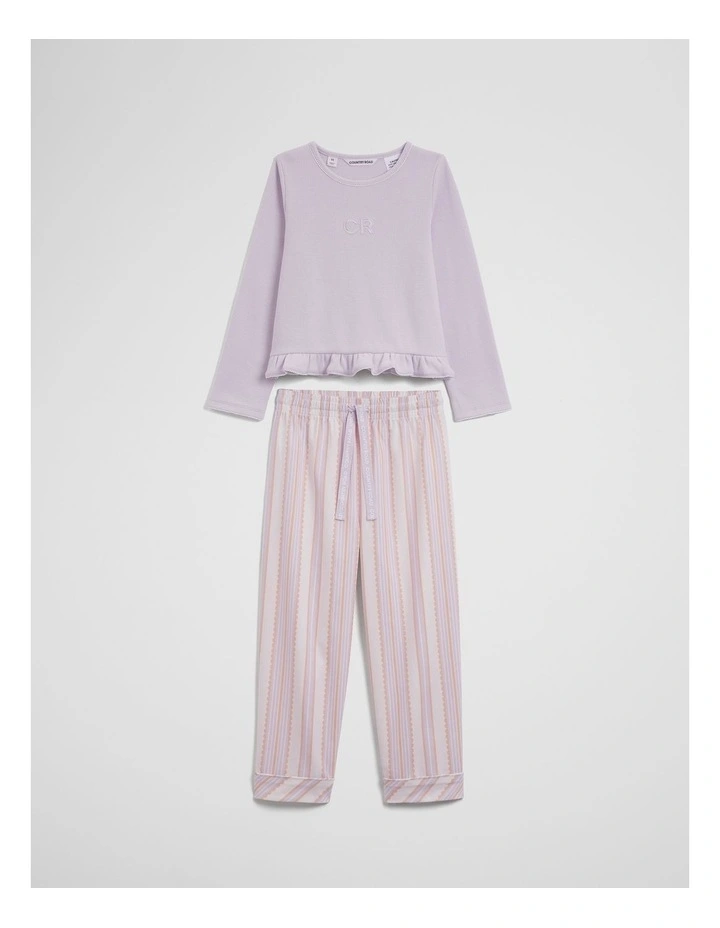 Long Sleeve Stripe Sleep Set in Lavender Fog Stripe image 2