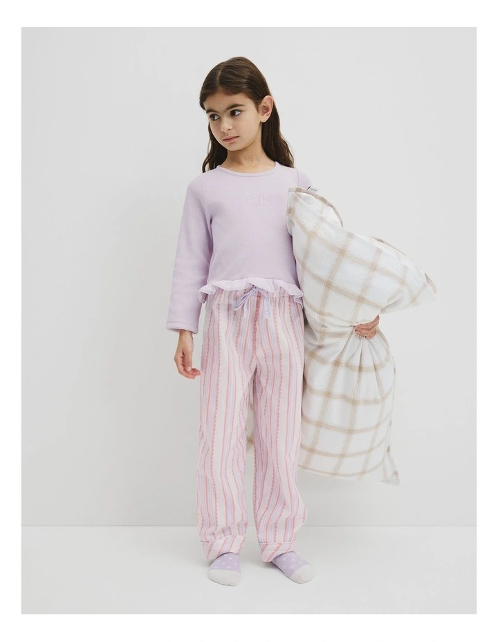 Long Sleeve Stripe Sleep Set in Lavender Fog Stripe image 4